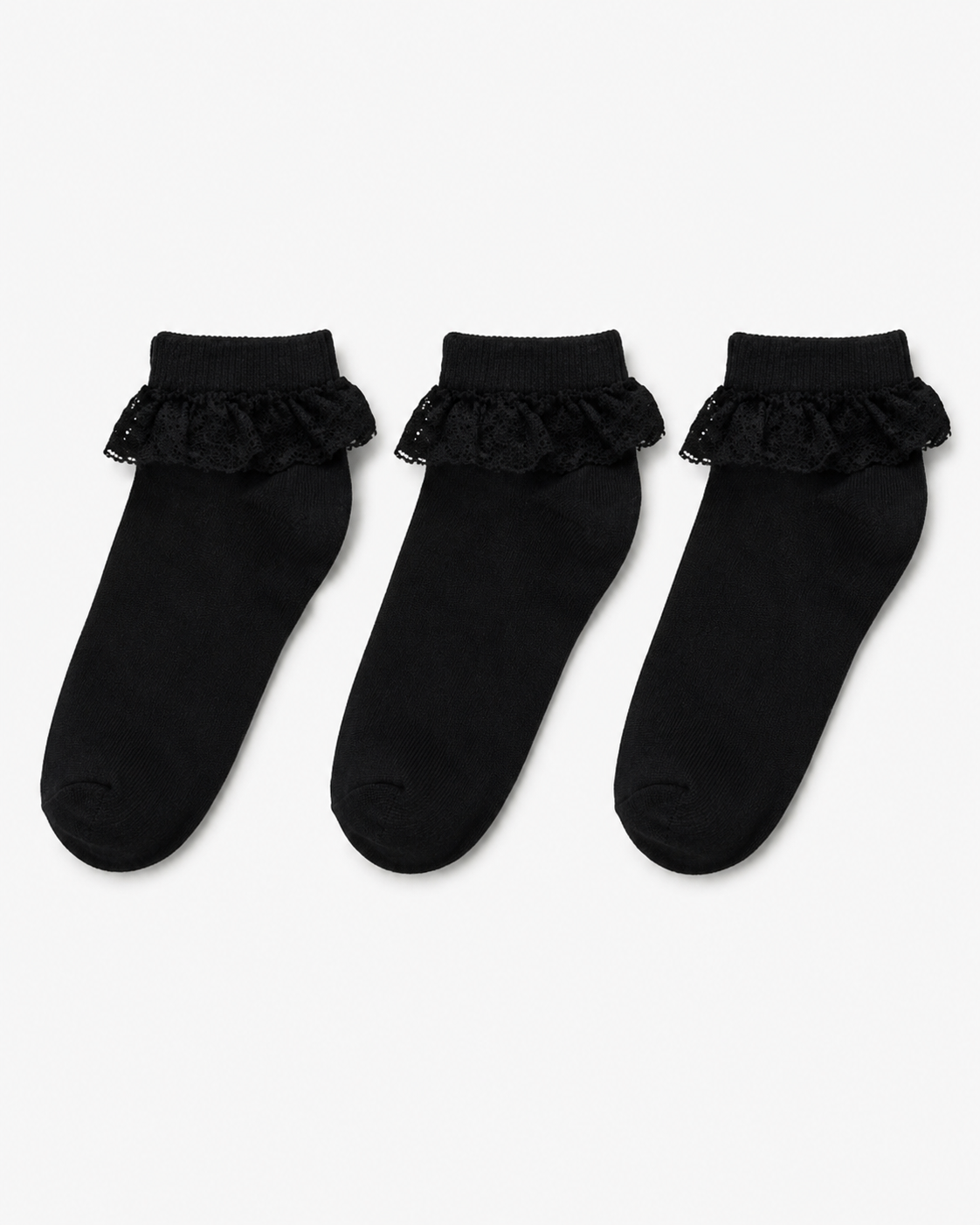 George Girls Frill Trim Ankle Socks – 3 Pack | Black