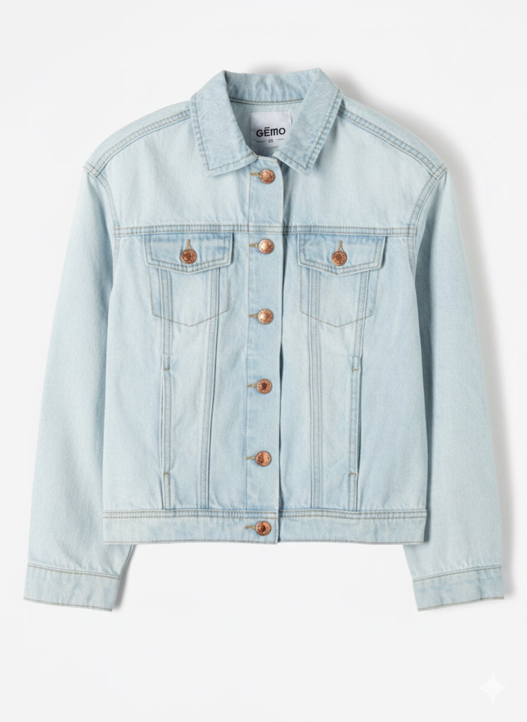 Kids Denim Jacket | Light Blue Button Closure