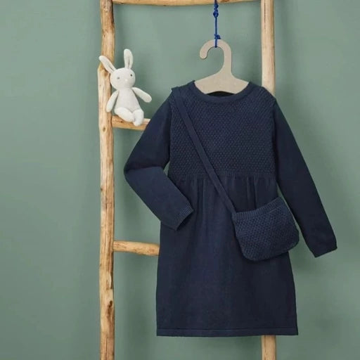 Girls Navy Knitted Dress – Lupilu