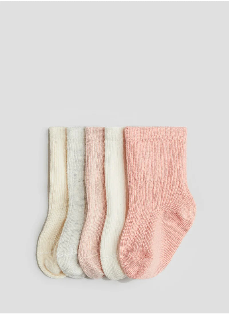 Soft Fine-Knit Baby Socks – Pack of 5 (Neutral Tones)