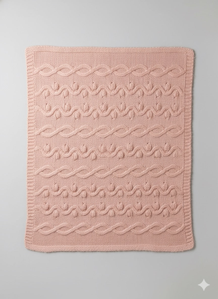 George Knitted Baby Blanket – Pink