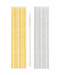 Reusable Glitter Straws with Cleaning Brush – Gold & Silver