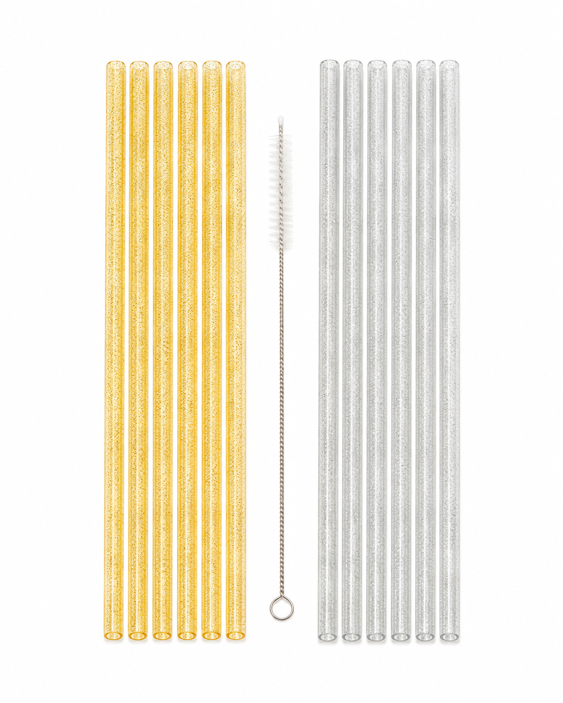 Reusable Glitter Straws with Cleaning Brush – Gold & Silver