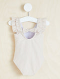 Billie Faiers Baby Frill Seersucker Swimsuit – Beige Stripe