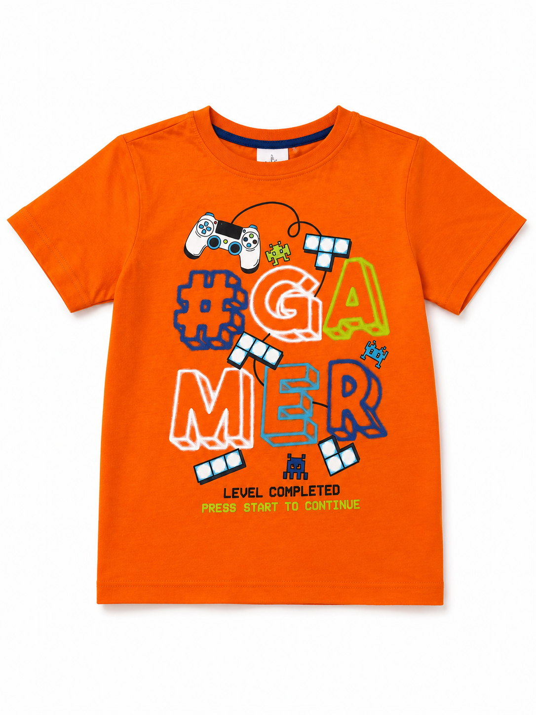 Infinity Kids Boys Gamer Graphic T-Shirt – Orange