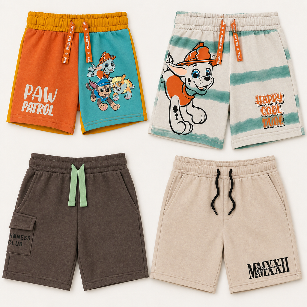 Boys Cotton Shorts – Color & Print Variety