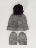 Baby Knitted Hat & Mittens Set – Grey