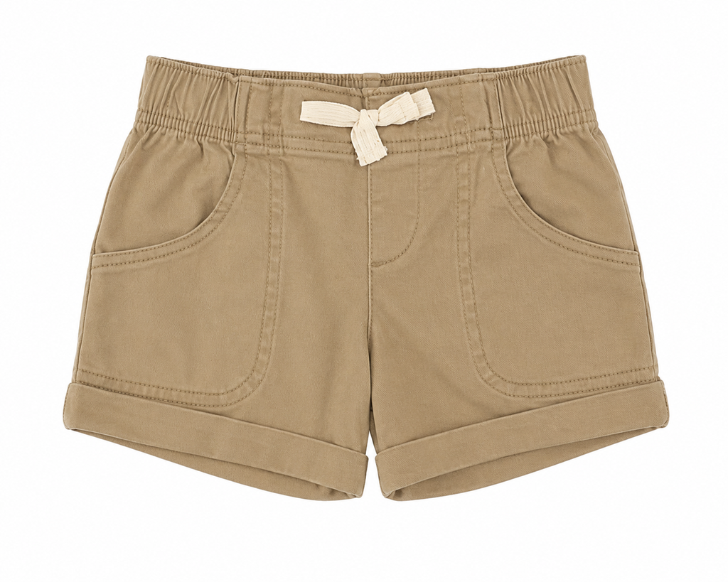 Wonder Nation Girls Khaki Roll-Cuff Shorts