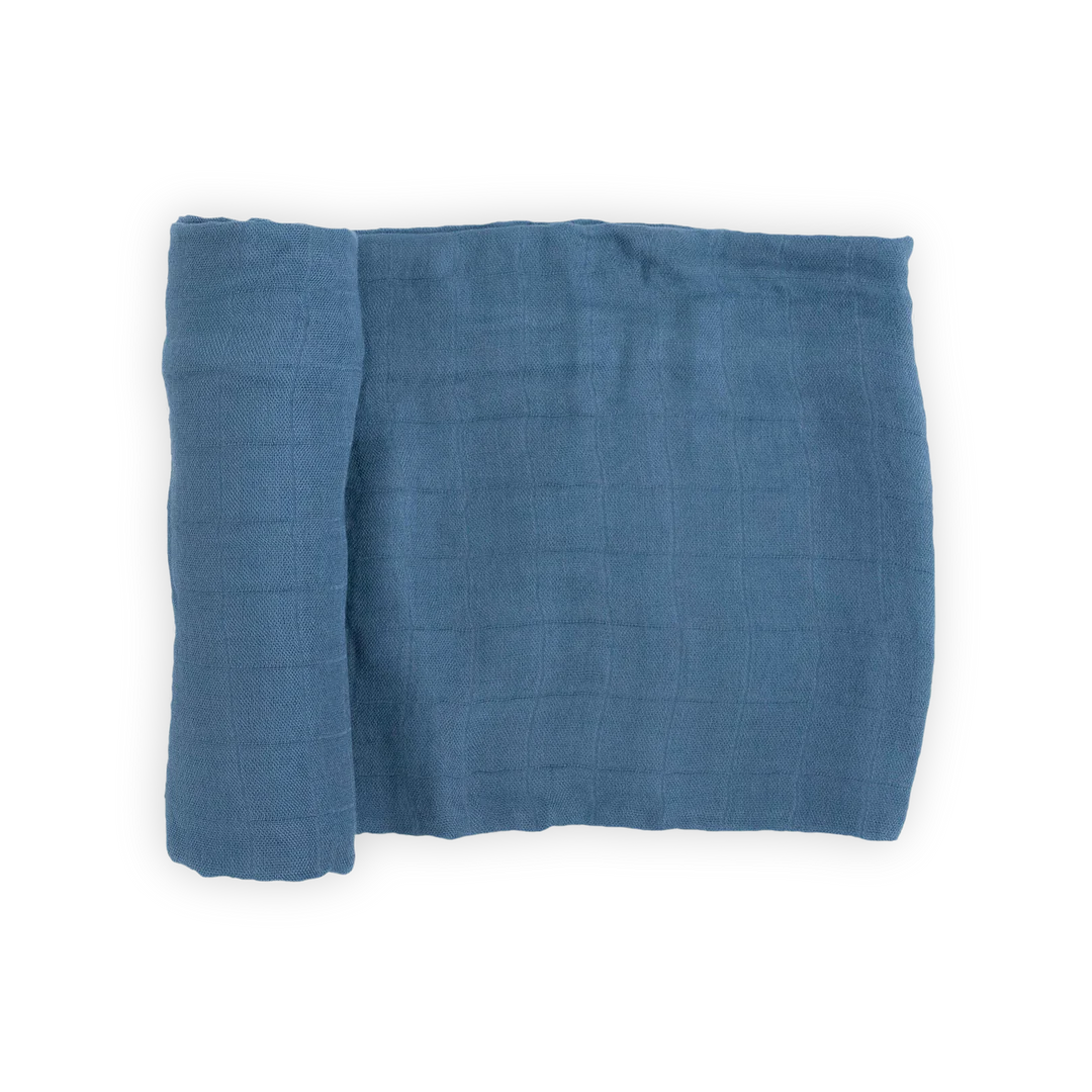 Muslin Wash Cloths – Blue & Caramel (2 Pack)