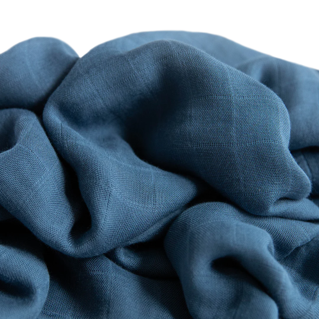 Muslin Wash Cloths – Blue & Caramel (2 Pack)
