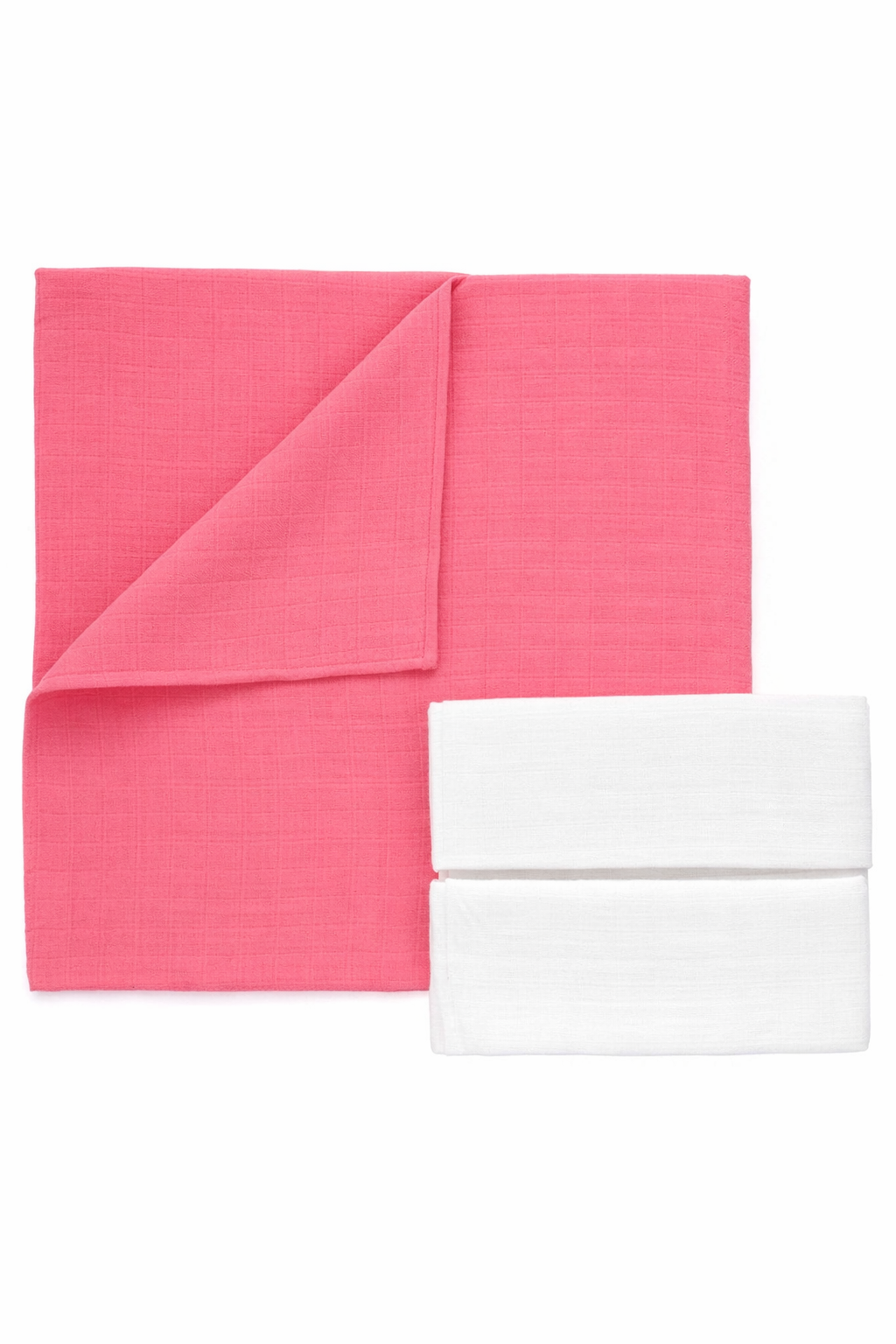 George Muslin Cloths Set – Coral Pink & White (3 Pack)
