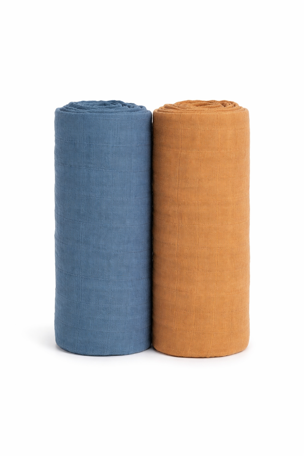 Muslin Wash Cloths – Blue & Caramel (2 Pack)