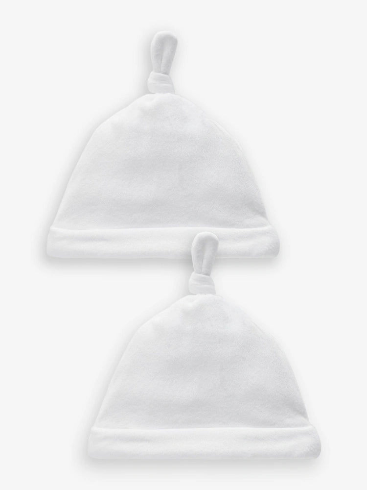 Next White Velour Baby Tie Top Hats 2 Pack