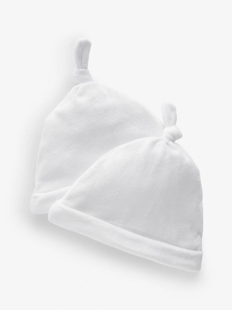 Next White Velour Baby Tie Top Hats 2 Pack