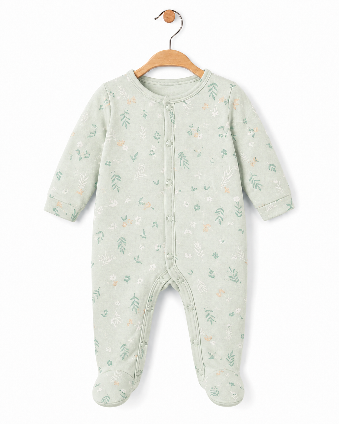GÉMO Baby Botanical Print Sleepsuit – Sage Green