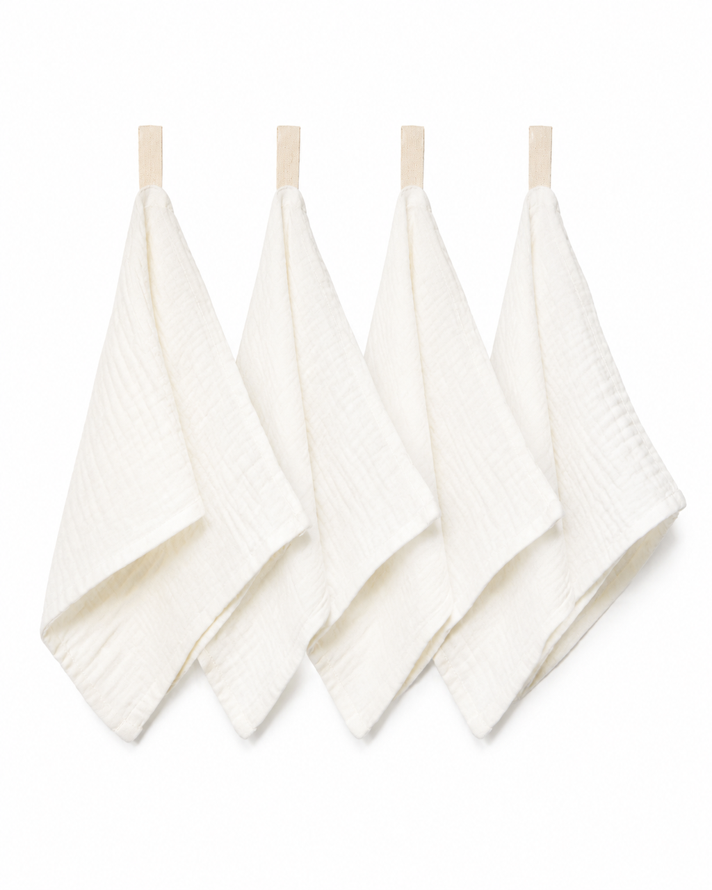 White Cotton Muslin Baby Washcloths – 4 Pack