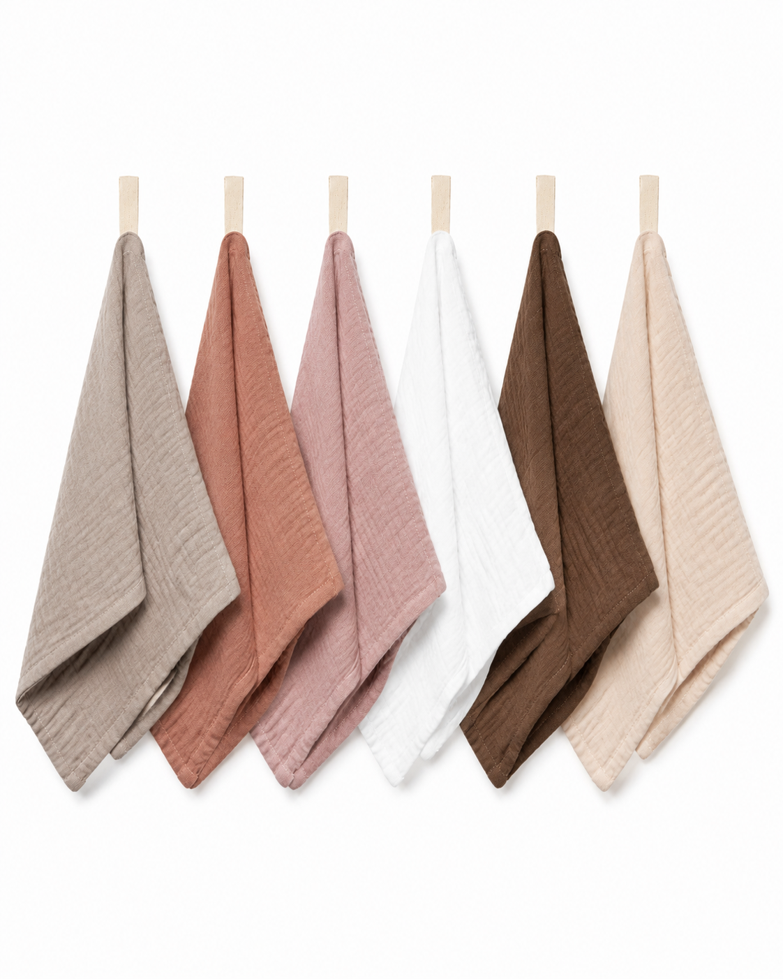 6-Pack Cotton Muslin Baby Washcloths – Neutral & Blush Colours