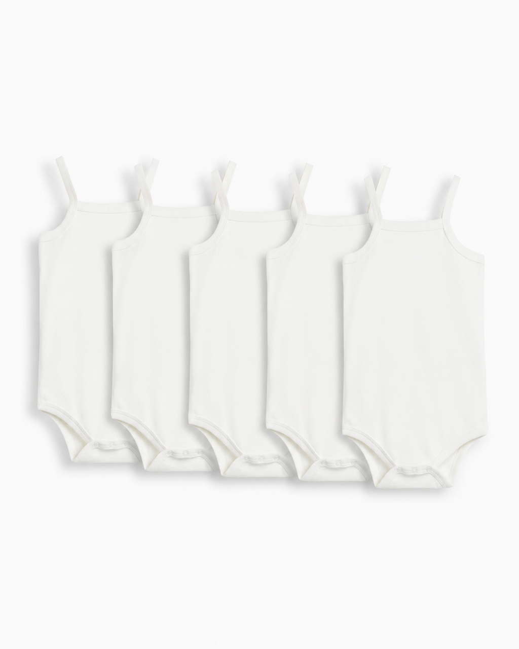MO Baby 5-Pack White Cami Bodysuits