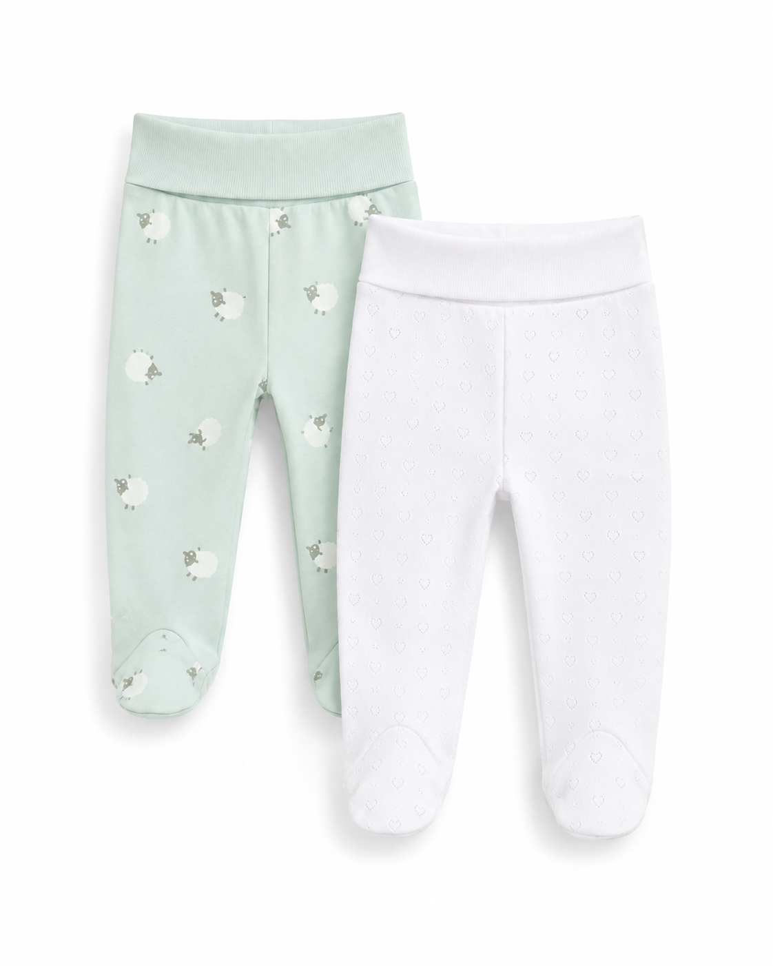 MO Baby 2-Pack Sheep & Heart Print Footed Legging