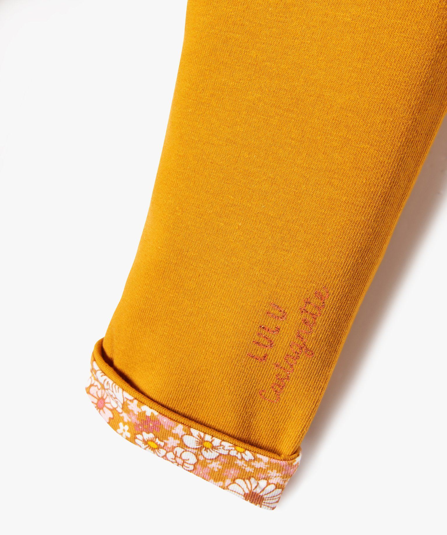 Lulucastagnette Reversible Baby Girl Leggings – Floral & Mustard