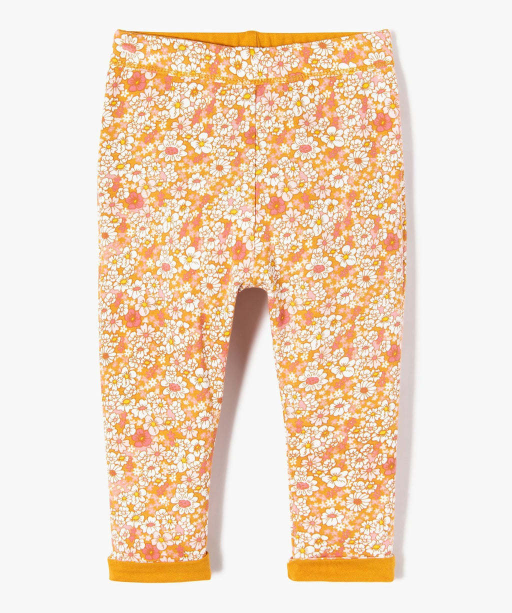 Lulucastagnette Reversible Baby Girl Leggings – Floral & Mustard