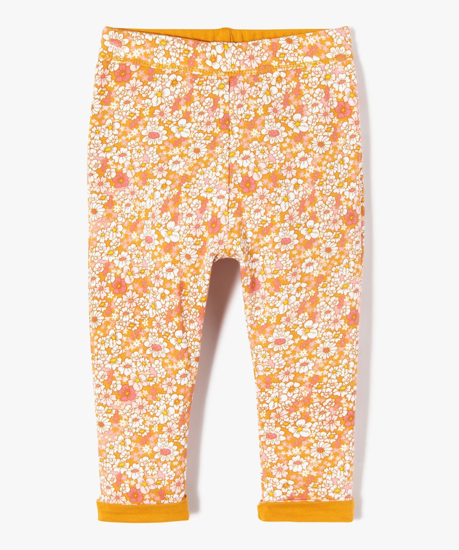 Lulucastagnette Reversible Baby Girl Leggings – Floral & Mustard