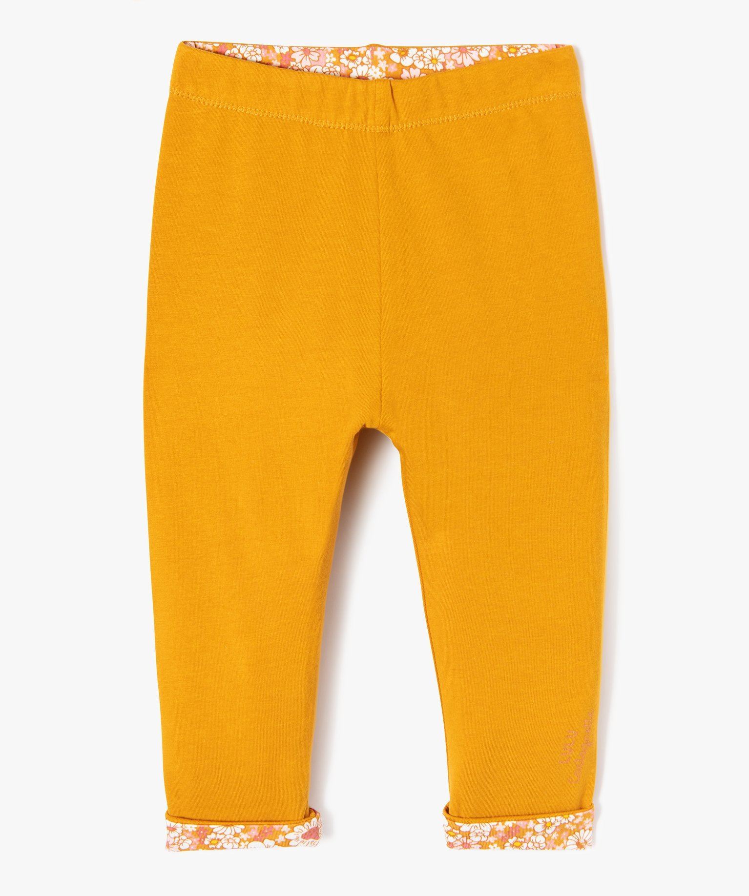 Lulucastagnette Reversible Baby Girl Leggings – Floral & Mustard