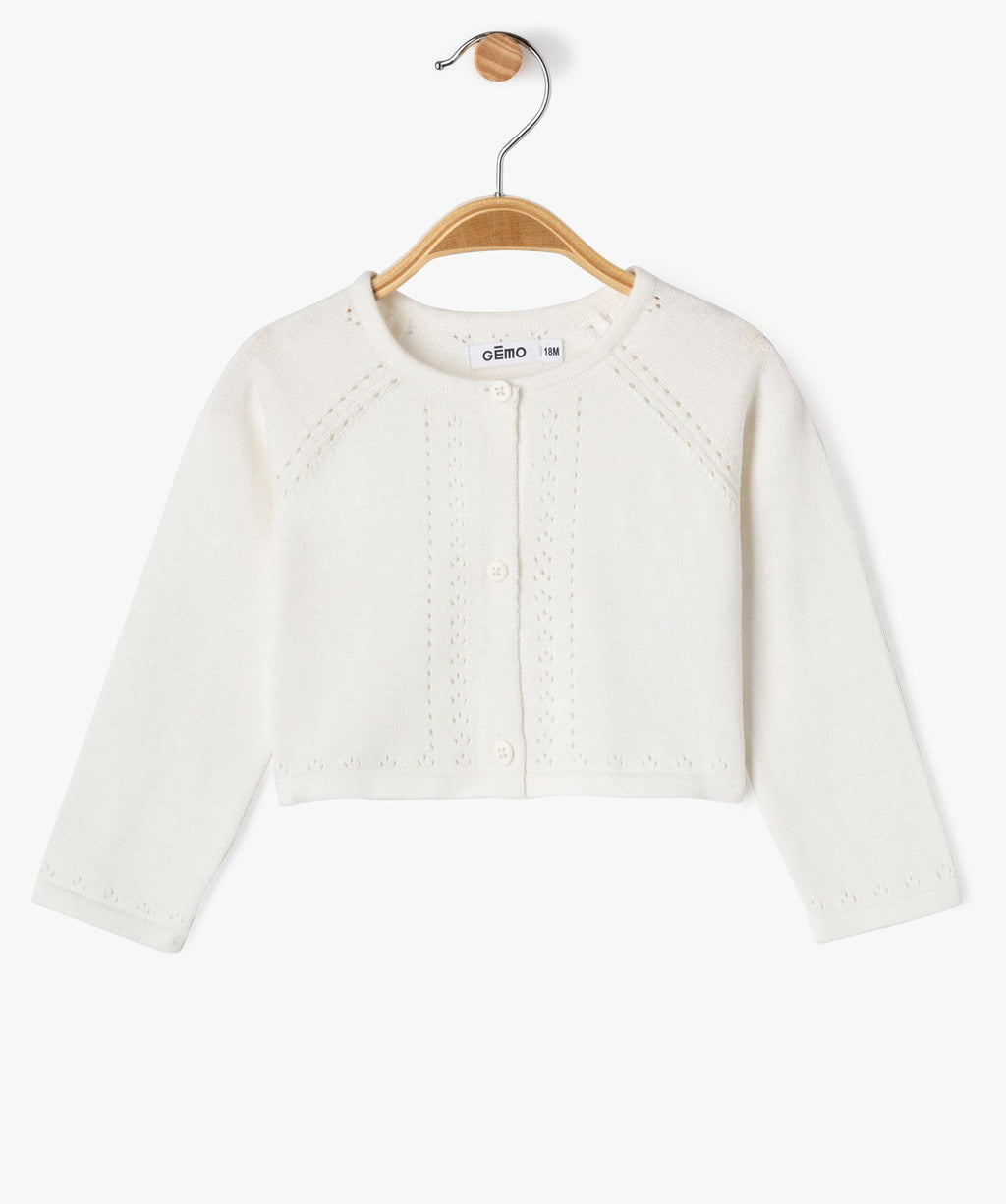 GÉMO Baby Girl Pointelle Knit Cardigan