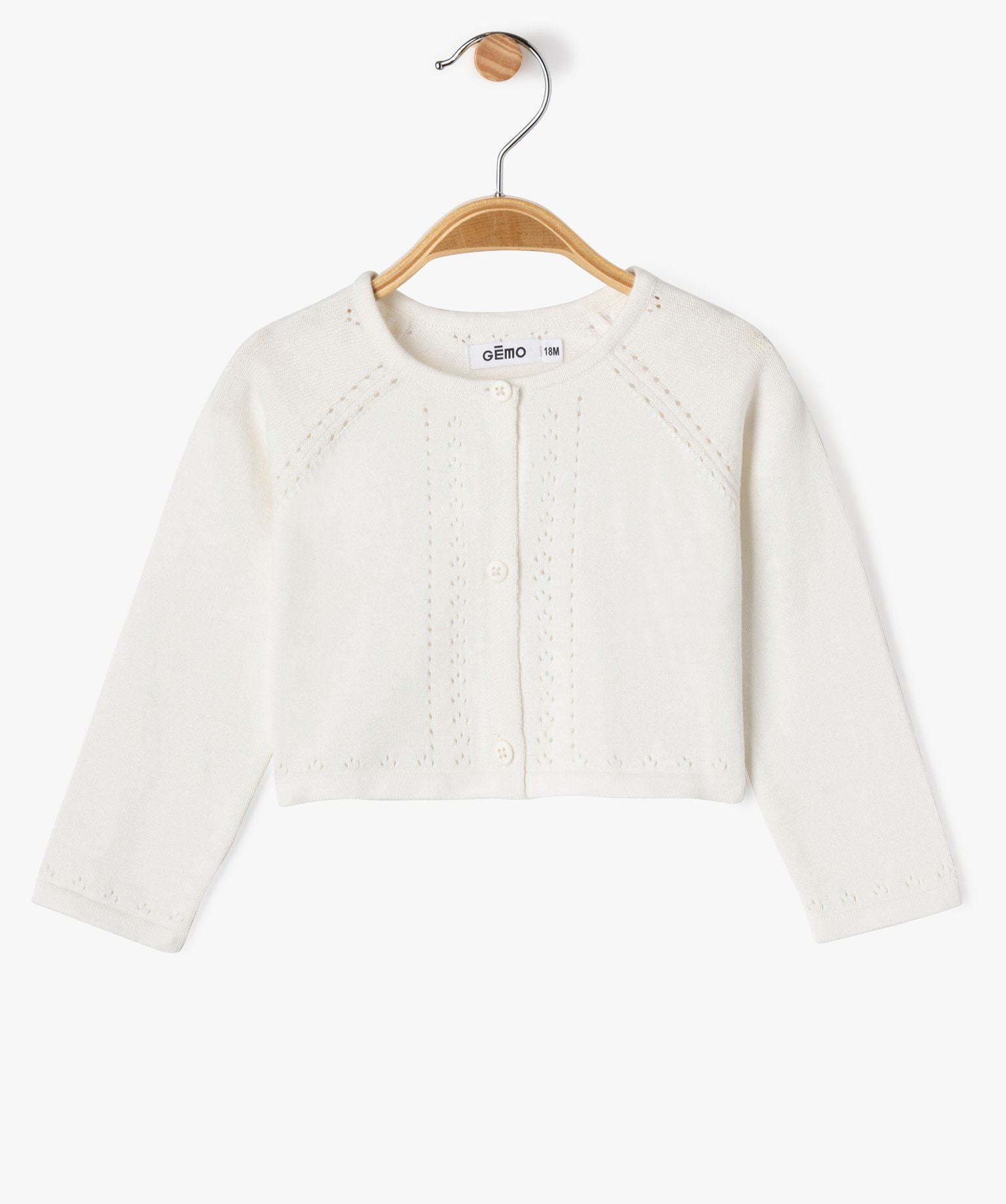 GÉMO Baby Girl Pointelle Knit Cardigan