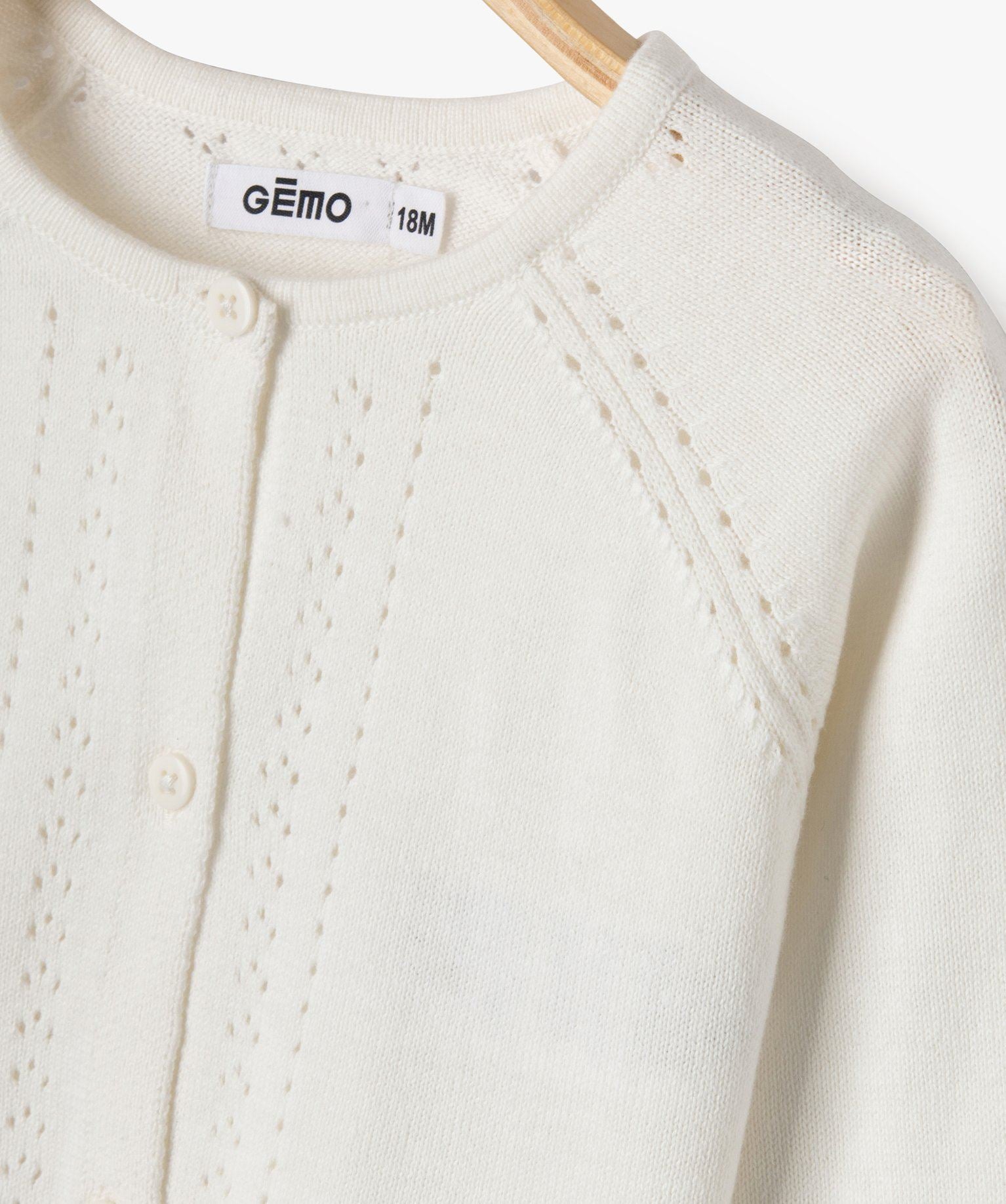 GÉMO Baby Girl Pointelle Knit Cardigan