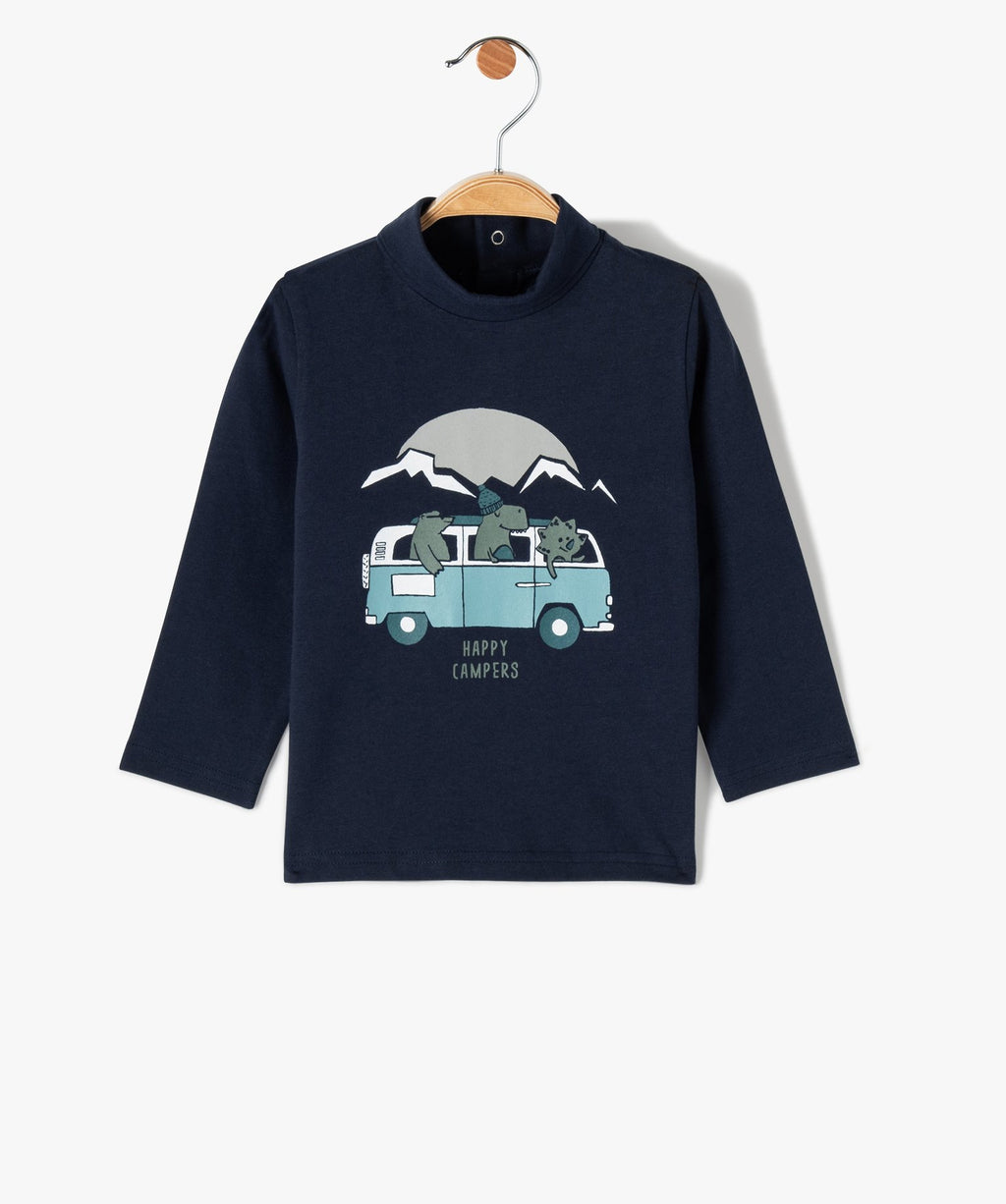 GÉMO Baby Boy Happy Campers Long-Sleeve Turtleneck Top,