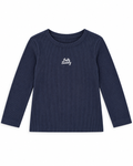 MO Kids Navy Ribbed Long Sleeve Top
