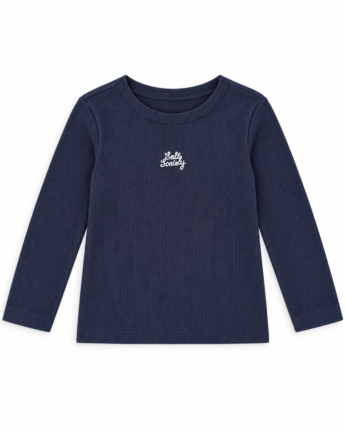 MO Kids Navy Ribbed Long Sleeve Top