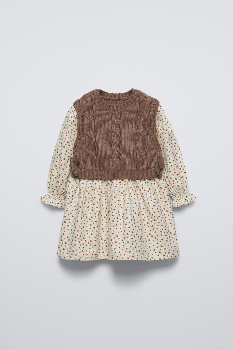 Zara Girls Knit Vest Layered Dress
