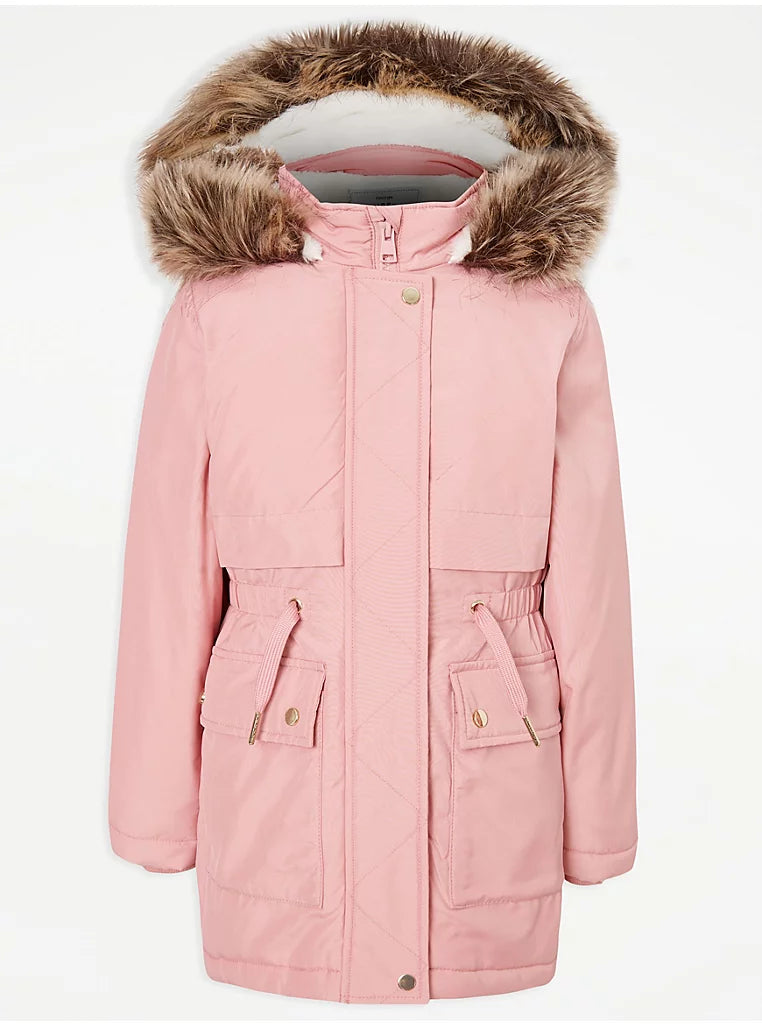 Pink Hooded Parka Jacket – Kids