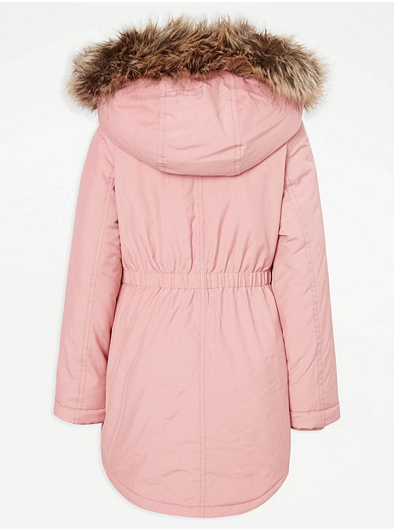 Pink Hooded Parka Jacket – Kids