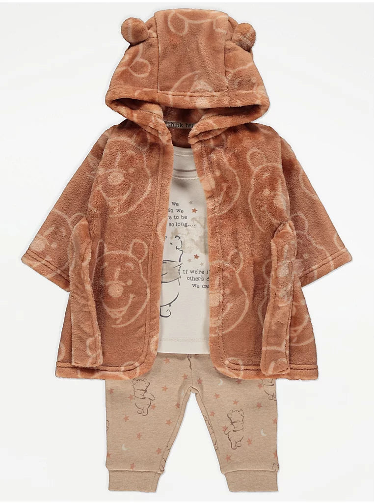 Disney Winnie the Pooh Pyjamas & Dressing Gown Set – Brown