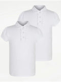 George Girls White Frill Polo Top