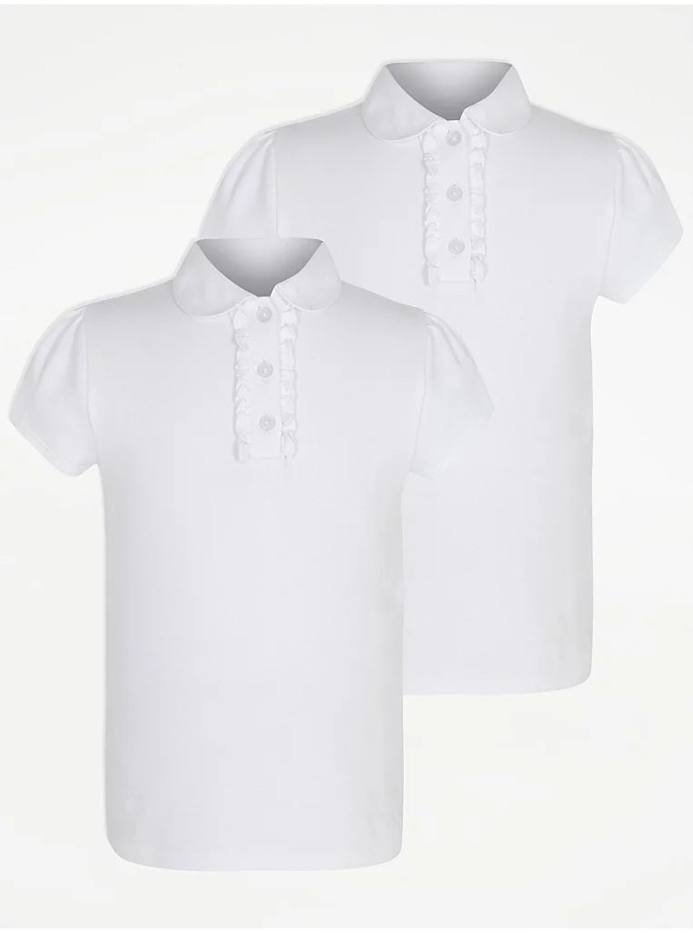 George Girls White Frill Polo Top
