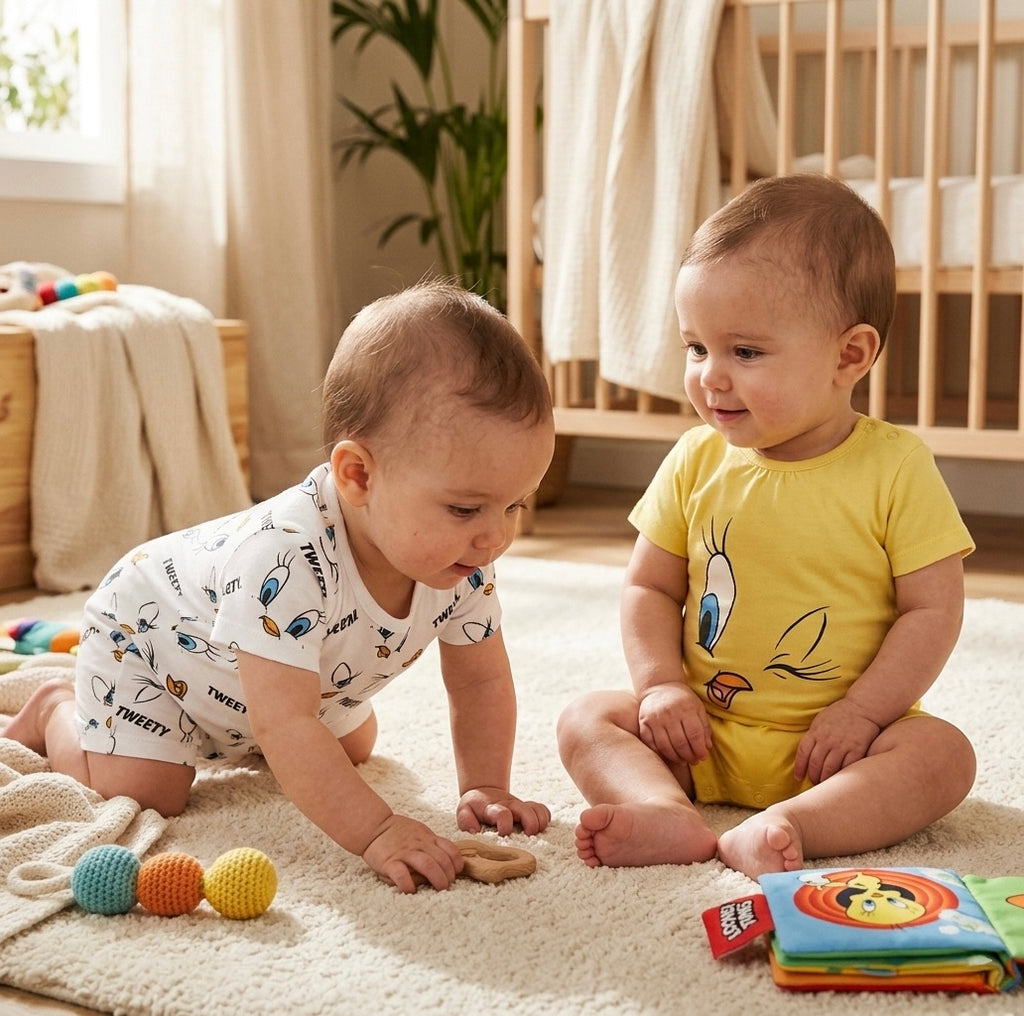 Tweety Baby Romper Set – 2 Pack | Yellow & White