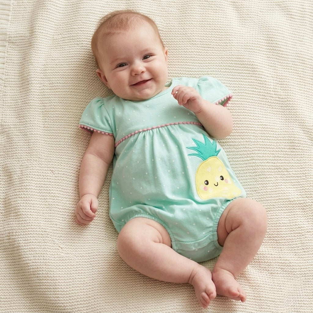 Pineapple Baby Bubble Romper – Mint Green