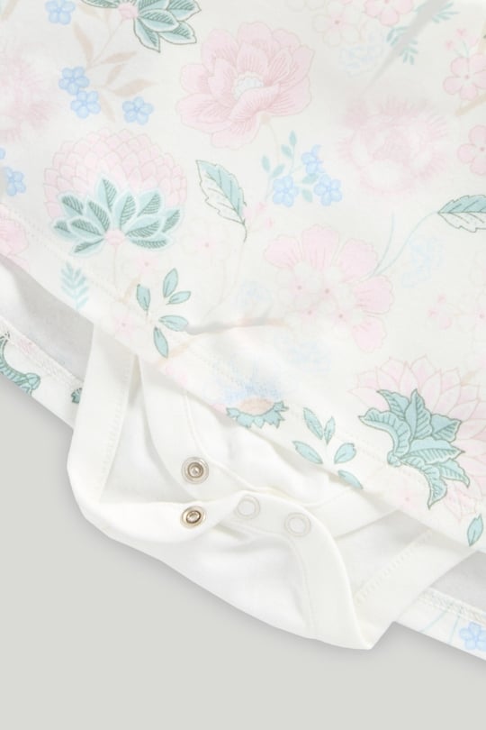 Baby Girl Floral Dress Bodysuit with Matching Bib