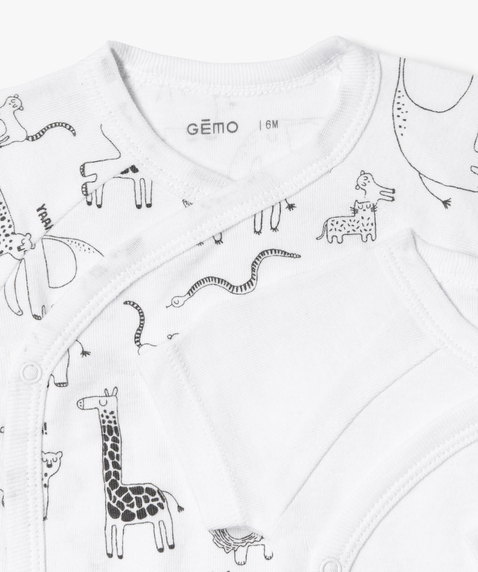 Baby Short Sleeve Cross-Over Bodysuits – 3 Pack Safari Set