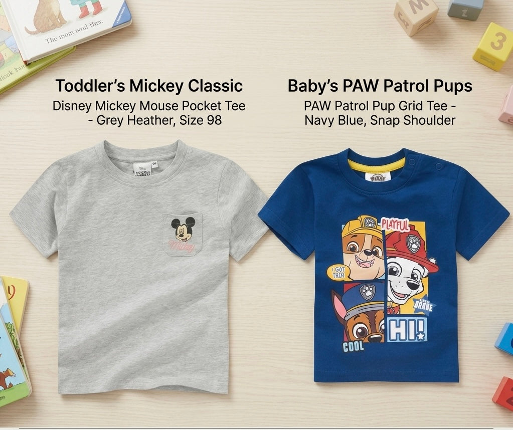 Character Print T-Shirts – Paw Patrol & Mickey Collection