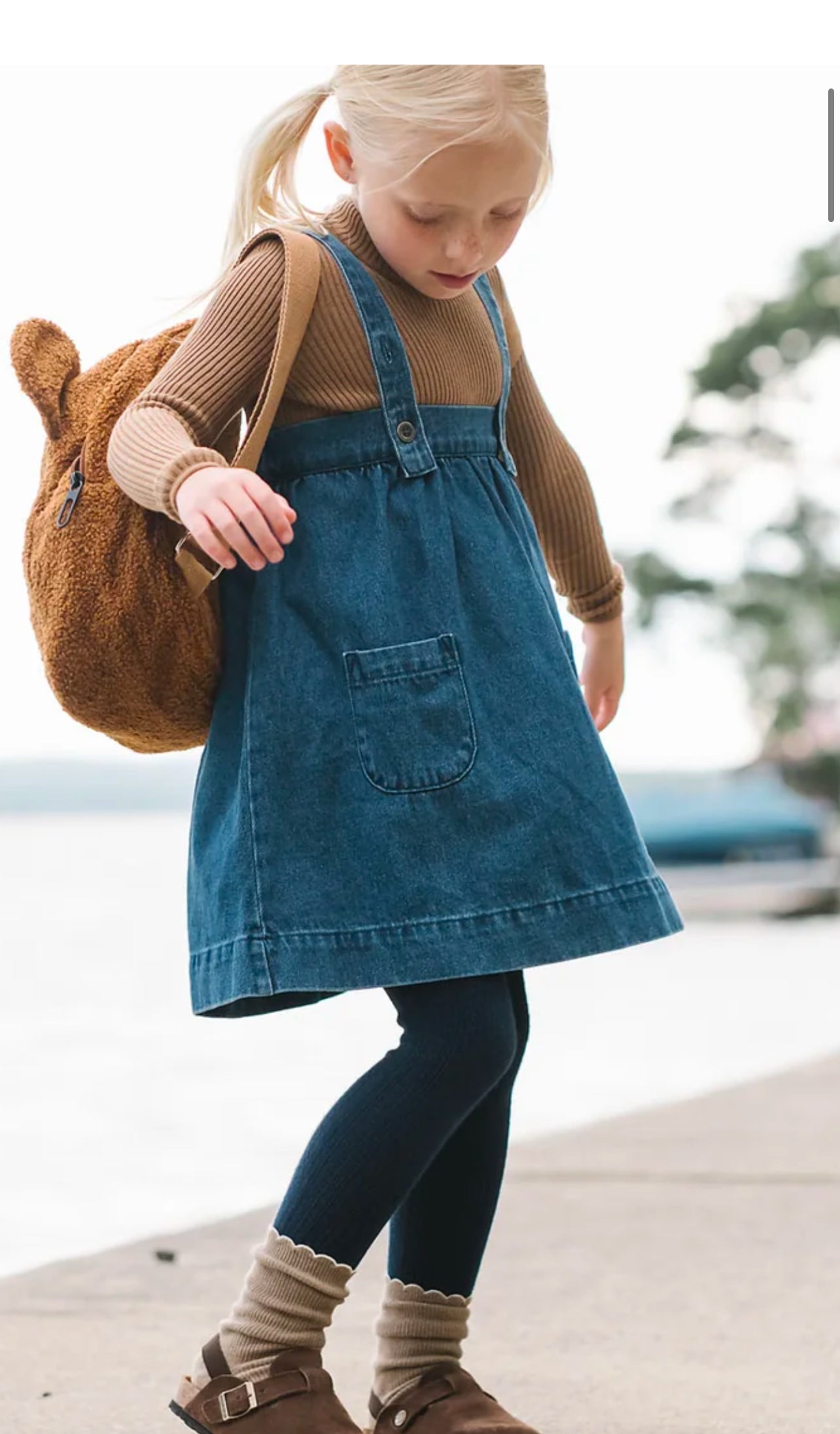 George Girls Denim Pinafore Skirt with Adjustable Straps