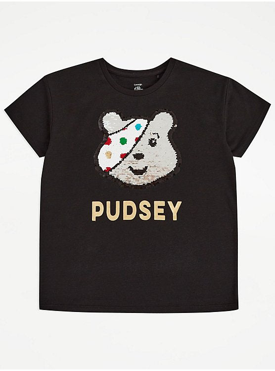 George Pudsey Reversible Sequin T-Shirt – Black