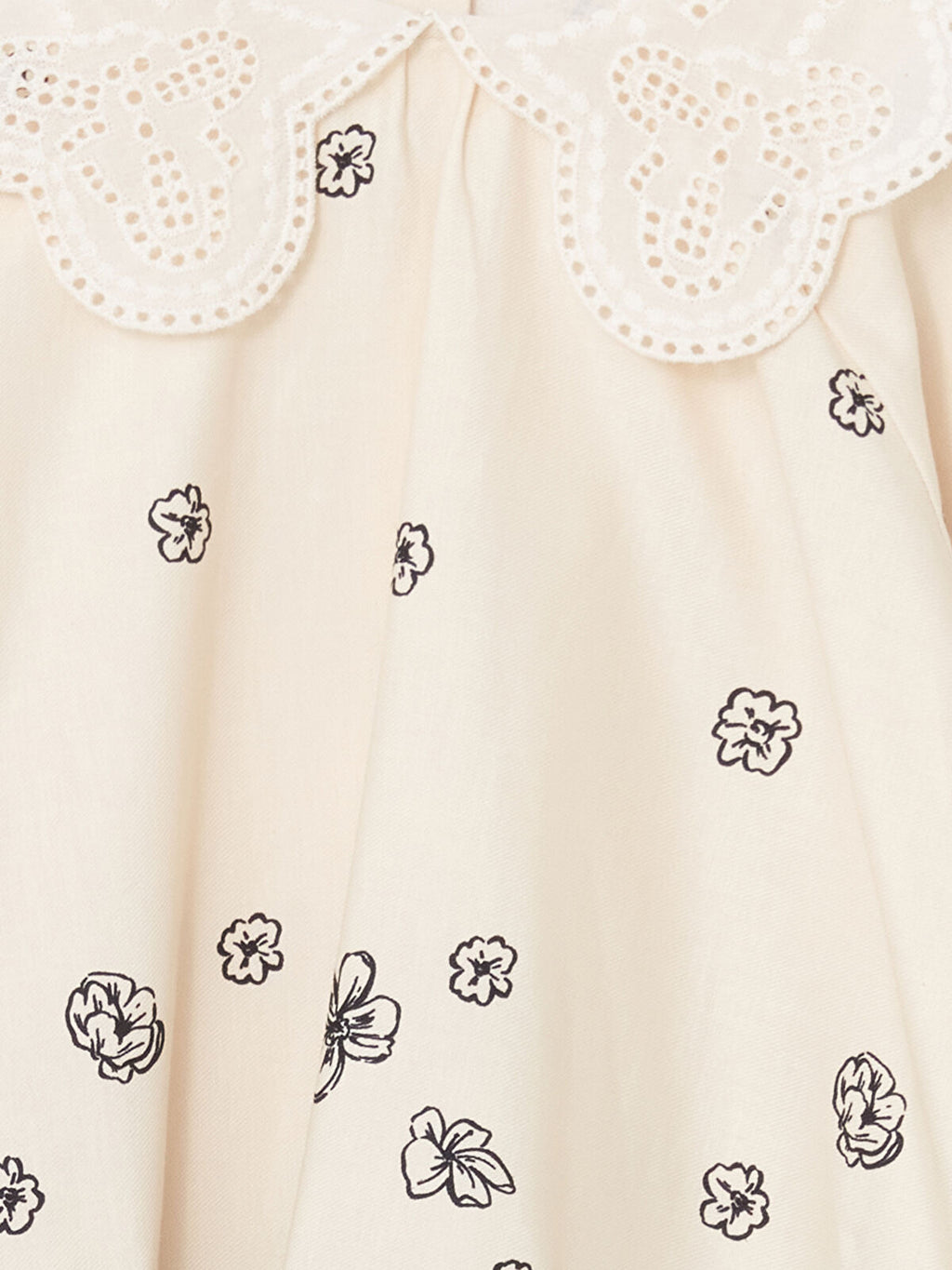LC Waikiki Girls Cream Floral Dress with Lace Collar