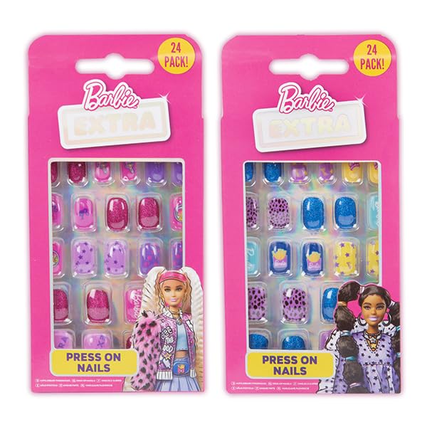 Barbie Extra Press-On Nails – 24 Pack (Pink Collection)