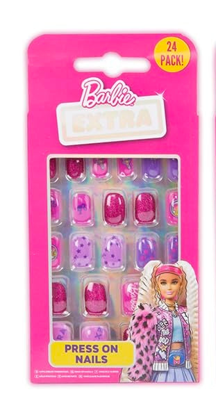 Barbie Extra Press-On Nails – 24 Pack (Pink Collection)