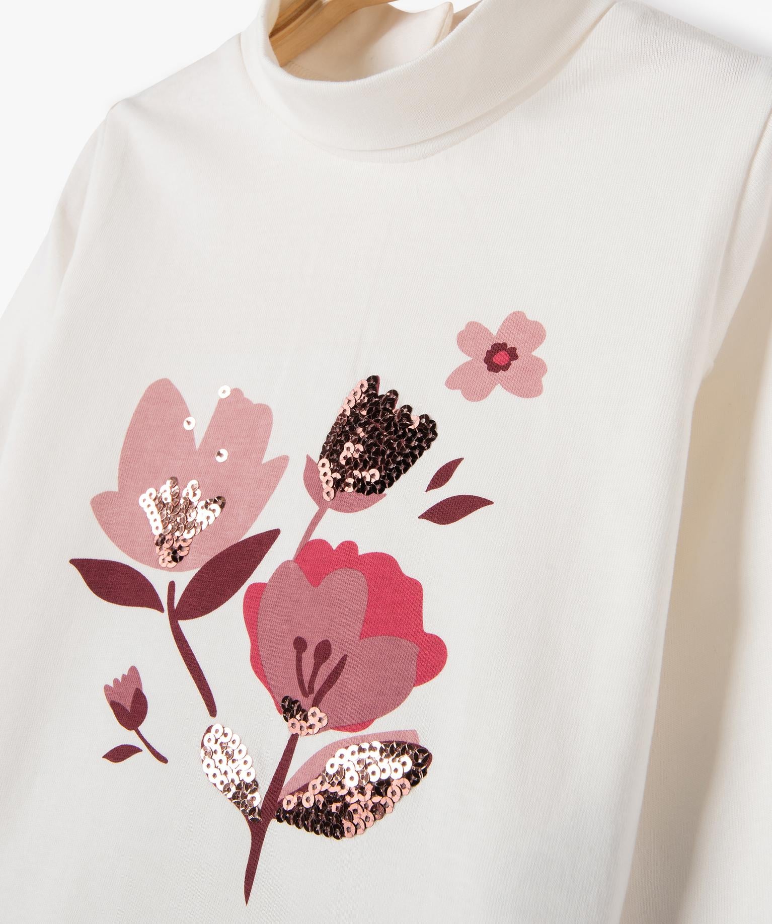 GÉMO Baby Girl Ecru Floral Long-Sleeve Top